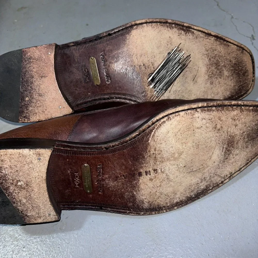 Vero Cuoio Genuine Ostrich Made In Spain Men's 10.5M‎ Brown Lace Up Oxford Shoes